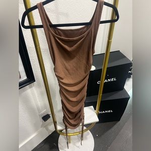 Brown side tie dress